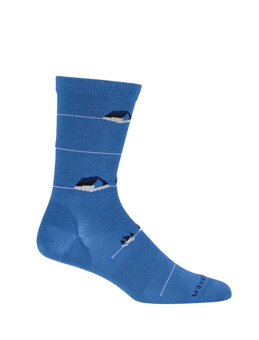 Chaussettes Icebreaker Merino Lifestyle Ultralight Crew Backcountry Camp Homme Bleu | FR 1009XYUF